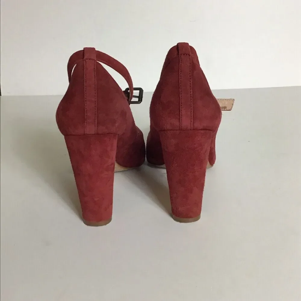 Madewell Women Shoes Sz. 7 Red Ankle strap heels Sexy Boho Y2k Workwear